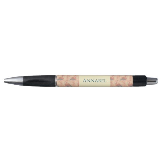 Personalisiert Art Deco inspiriert Flamingo Pen Kugelschreiber (Vorderseite)
