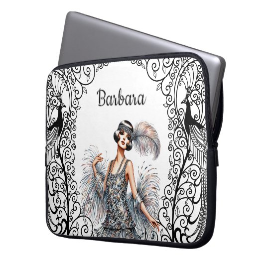 Personalisiert Art Deco Laptopschutzhülle (Vorderseite Links)