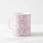 Personalisiert Art Deco Pink Confetti Lace Mandala Kaffeetasse (Vorderseite Links)