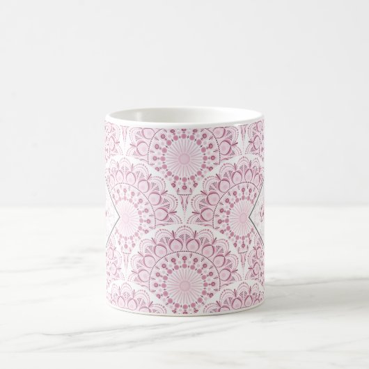 Personalisiert Art Deco Pink Confetti Lace Mandala Kaffeetasse (Mittel)