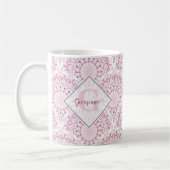 Personalisiert Art Deco Pink Confetti Lace Mandala Kaffeetasse (Links)