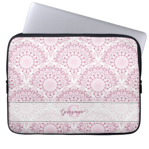 Personalisiert Art Deco Pink Confetti Lace Mandala Laptopschutzhülle