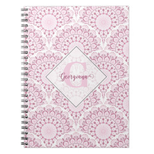 Personalisiert Art Deco Pink Confetti Lace Mandala Notizblock