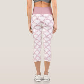 Personalisiert Art Deco Wave Patten Pink Flamingo Capri Leggings (Rückseite)