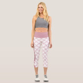 Personalisiert Art Deco Wave Patten Pink Flamingo Capri Leggings (Vorderseite)