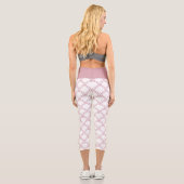 Personalisiert Art Deco Wave Patten Pink Flamingo Capri Leggings (Rückseite)