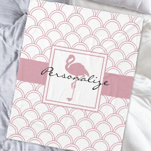 Personalisiert Art Deco Wave Patten Pink Flamingo Fleecedecke