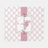 Personalisiert Art Deco Wave Patten Pink Flamingo Fleecedecke (Vorderseite (Horizontal))