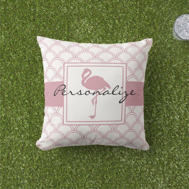Personalisiert Art Deco Wave Patten Pink Flamingo Kissen (Golfball-Marker)