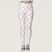 Personalisiert Art Deco Wave Patten Pink Flamingo Leggings (Vorderseite)