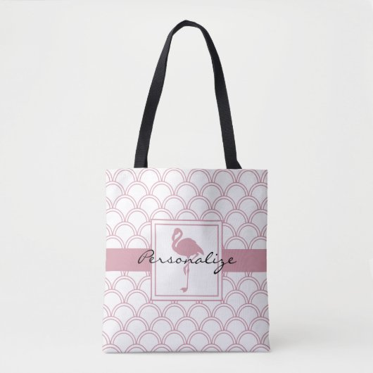 Personalisiert Art Deco Wave Patten Pink Flamingo Tasche (Vorderseite)