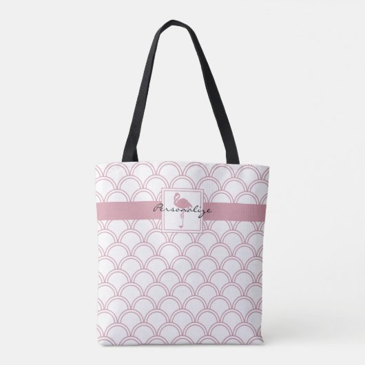 Personalisiert Art Deco Wave Patten Pink Flamingo Tasche (Rückseite)