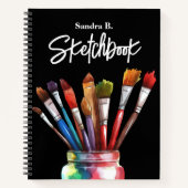 Personalisiert Artist Paintbrush Black Sketchbook Notizblock (Vorderseite)
