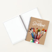 Personalisiert Artist Paintbrush Tan Sketchbook Notizblock (Innenseite)