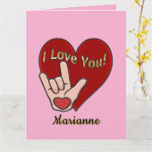 Personalisiert ASL I Liebe Sie Karte (Gelbe Blume)