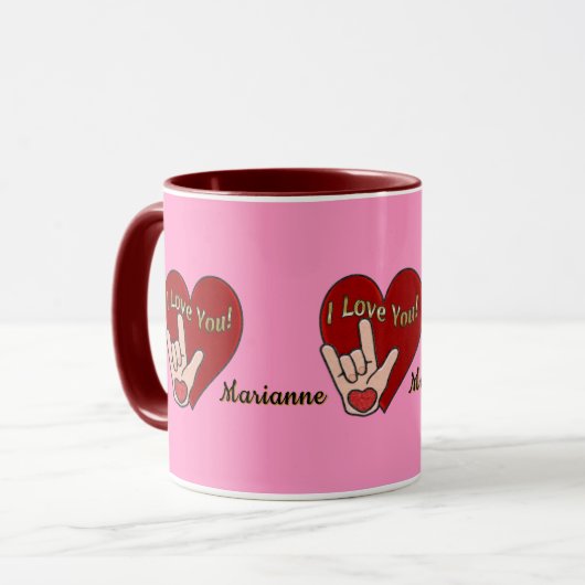 Personalisiert ASL I Liebe Sie Tasse (Vorderseite Links)