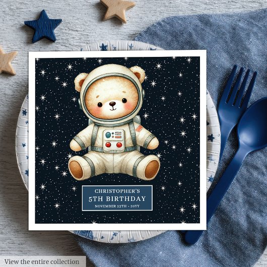 Personalisiert Astronaut Teddy Napkins Baby Dusche Serviette
