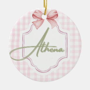 Personalisiert Athena Baby Girl Kinderzimmer Bow&G Keramik Ornament