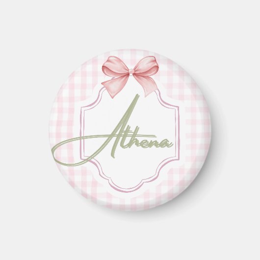 Personalisiert Athena Baby Girl Kinderzimmer Bow&G Magnet (Vorne)