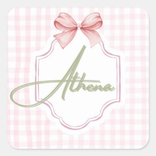 Personalisiert Athena Baby Girl Kinderzimmer Bow&G Quadratischer Aufkleber