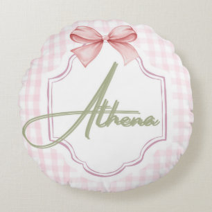 Personalisiert Athena Baby Girl Kinderzimmer Bow&G Rundes Kissen