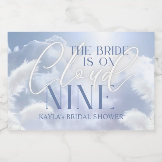 Personalisiert auf Cloud Nine 9 Pampas-Brautparty Schaumweinetikett (Einzelnes Label)