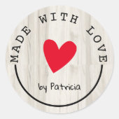 Personalisiert aus Liebe-Rot-Herz-Leichtholz Runder Aufkleber (Vorderseite)