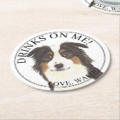 Personalisiert Aussie Australian Shepherd Wedding Runder Pappuntersetzer (Angewinkelt)