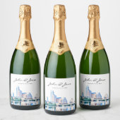 Personalisiert Austin Texas Wedding Sparkling Wine Schaumweinetikett (Flaschen)