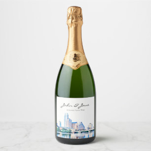 Personalisiert Austin Texas Wedding Sparkling Wine Schaumweinetikett
