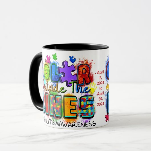 Personalisiert Autismus Annahme Monat Keramik Tass Tasse (Vorderseite Links)