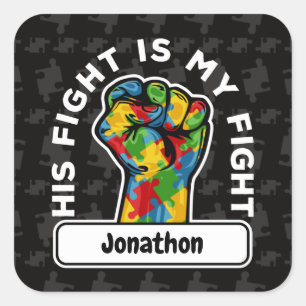 Personalisiert Autismus Sein Kampf ist mein Kampf Quadratischer Aufkleber