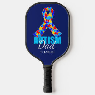 Personalisiert Autismus Vater Blue Pickleball Schläger