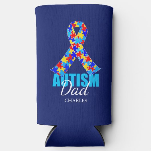 Personalisiert Autismus Vater Blue Selters Dosenkühler (Vorderseite)