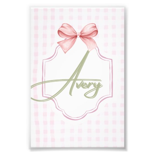 Personalisiert Avery Baby Girl Kinderzimmer Bow&Gi Fotodruck (Vorne)