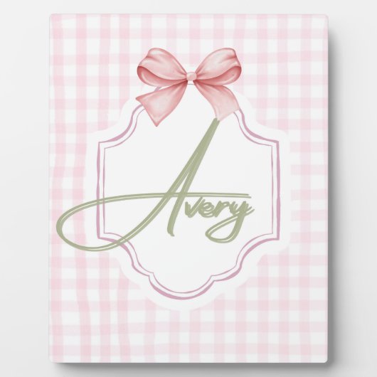 Personalisiert Avery Baby Girl Kinderzimmer Bow&Gi Fotoplatte (Vorderseite)