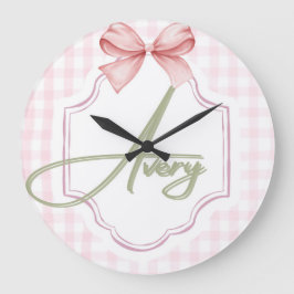 Personalisiert Avery Baby Girl Kinderzimmer Bow&Gi Große Wanduhr