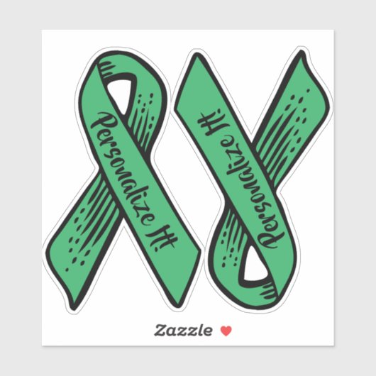 PERSONALISIERT Awareness Ribbon Graphic (grün) Aufkleber (Blatt)