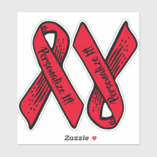 PERSONALISIERT Awareness Ribbon Graphic (rot) Aufkleber