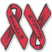 PERSONALISIERT Awareness Ribbon Graphic (rot) Aufkleber (Vorderseite)