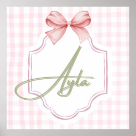 Personalisiert Ayla Baby Girl Kinderzimmer Bow&Gin Poster