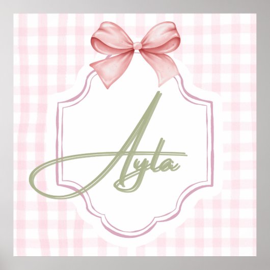 Personalisiert Ayla Baby Girl Kinderzimmer Bow&Gin Poster (Vorne)