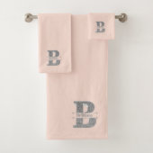 Personalisiert B Erste Silver Monogramm Ihr Name Badhandtuch Set (Insitu)
