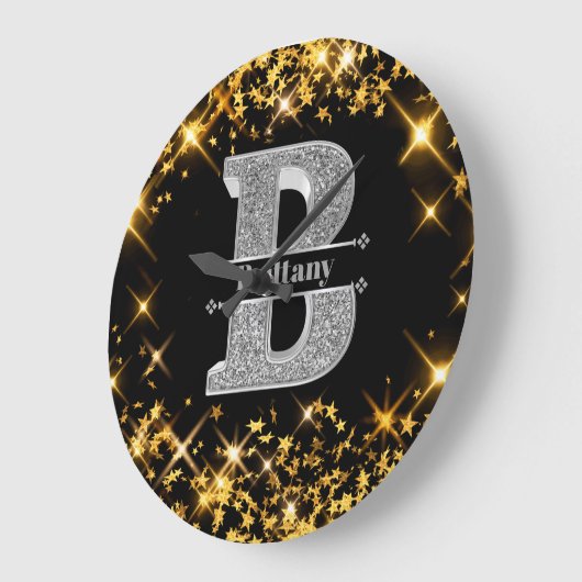 Personalisiert B Erste Silver Monogramm Ihr Name Große Wanduhr (Winkel)