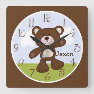 Personalisiert B ist für Bär/Teddy Bear Kids Clock Quadratische Wanduhr