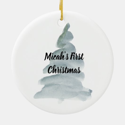 Personalisiert Babies Junge Erste Weihnachtsfeier Keramik Ornament (Hinten)
