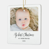 Personalisiert Baby 1. Foto Weihnachten Keramikornament (Links)