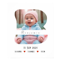 Personalisiert Baby Alphabet Letter - B - Poster