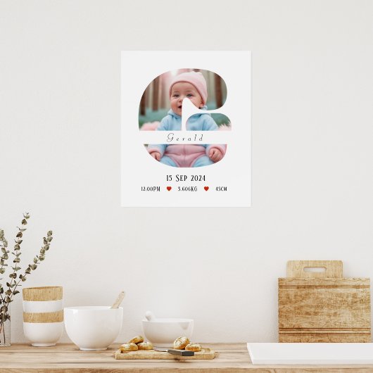 Personalisiert Baby Alphabet Letter - G - Poster (Küche)