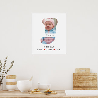 Personalisiert Baby Alphabet Letter - J - Poster